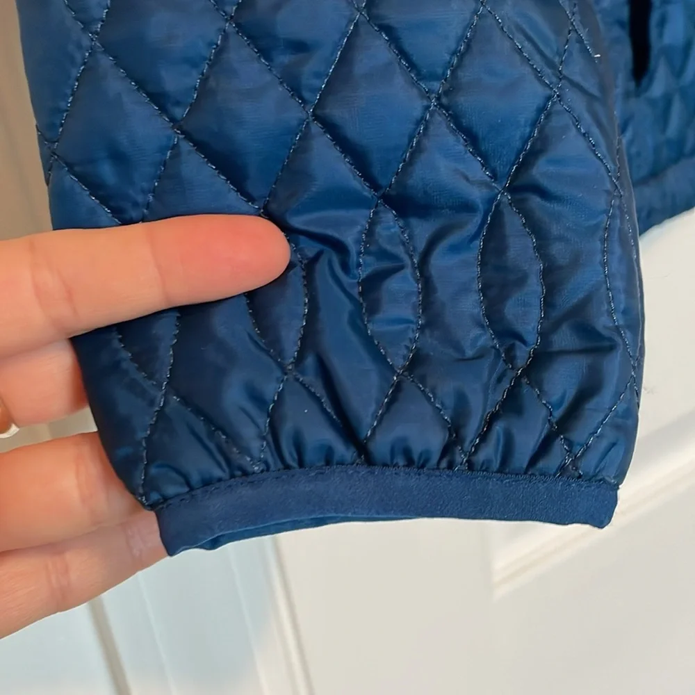 Lands’End sz S quilted deep teal jacket front pockets zip front adjustable waist - Picture 6 of 10